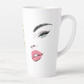 Moderne Elegant Lips Brows Latte Mok (Rechts)