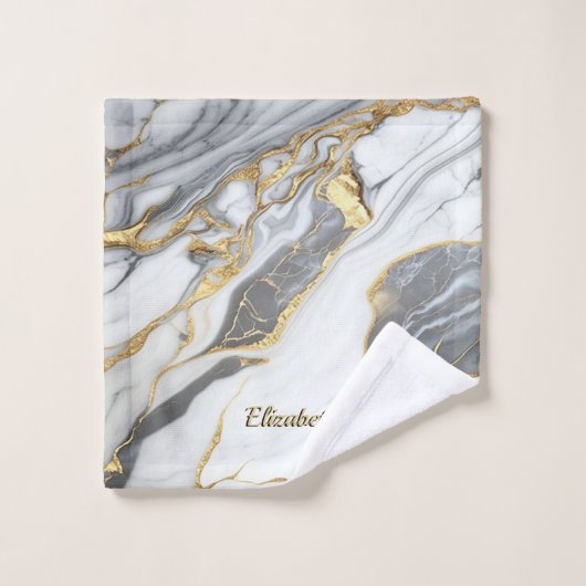 Moderne Elegant marbre gris art faux or parties sc (Gant de toilette)