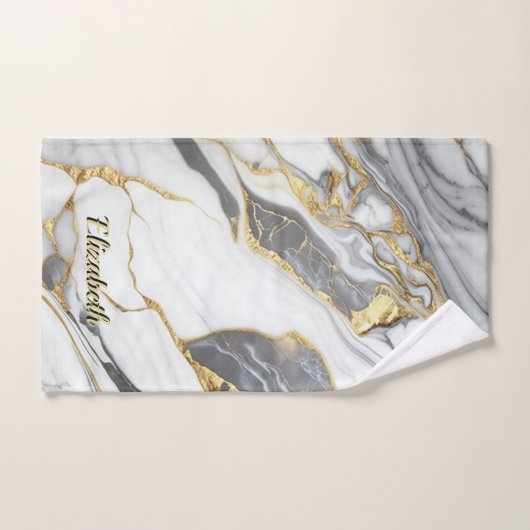 Moderne Elegant marbre gris art faux or parties sc (Serviette à main)