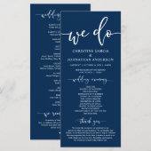 Moderne élégant Marine Bleu, Mariage programme de (Devant / Derrière)