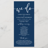 Moderne élégant Marine Bleu, Mariage programme de (Devant)