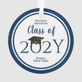 Moderne Elégant Marine Bleu Typographie Graduation (dos)