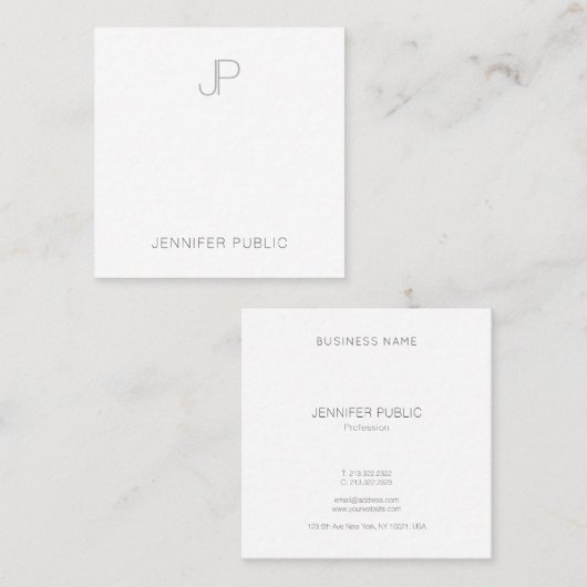 Moderne Elegant Monogram Eenvoudige Sjabloon van h Vierkante Visitekaartje (Voorkant / Achterkant)