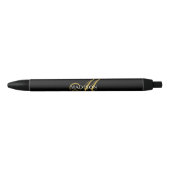 Moderne Elegant Monogram Gold Script Black Zwarte Inkt Pen (Voorkant)