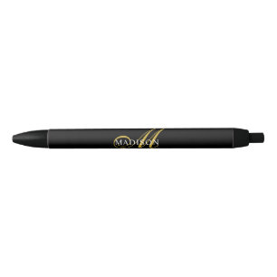 Moderne Elegant Monogram Gold Script Black Zwarte Inkt Pen
