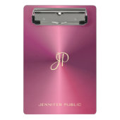 Moderne elegant monogram metallisch uiterlijk Roze Mini Klembord (Voorkant)