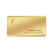 Moderne Elegant Monogram Shiny Gold Sjabloon Etiket (Voorkant)