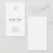 Moderne elegant monogram, stijlvol, wit visitekaartje (Voorkant / Achterkant)
