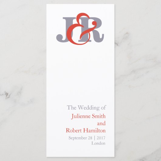 Moderne Elegant Monogramme Mariage programme de cé (Devant)
