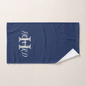 Moderne Elégant Monogramme Marine Bleu Blanc Maria (Serviette à main)