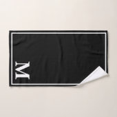 Moderne Élégant Monogramme Noir & Blanc (Serviette à main)