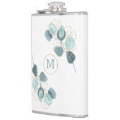 Moderne Elegant Monogrammed Eucalyptus Gold Heupfles (Links)