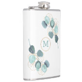 Moderne Elegant Monogrammed Eucalyptus Gold Heupfles (Rechts)