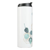 Moderne Elegant Monogrammed Eucalyptus Gold Table Thermosbeker (Gedraaid links)