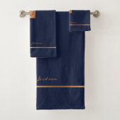 Moderne élégant navy or chic monogrammé rayures (En situation)