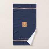 Moderne élégant navy or chic monogrammé rayures (Serviette à main)
