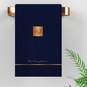 Moderne élégant navy or chic monogrammé rayures