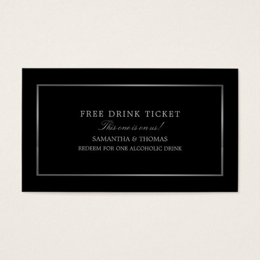 Moderne & élégant, noir & argent, billet de boisso (Devant)