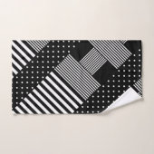 Moderne Elegant Noir Grille Pois blancs (Serviette à main)