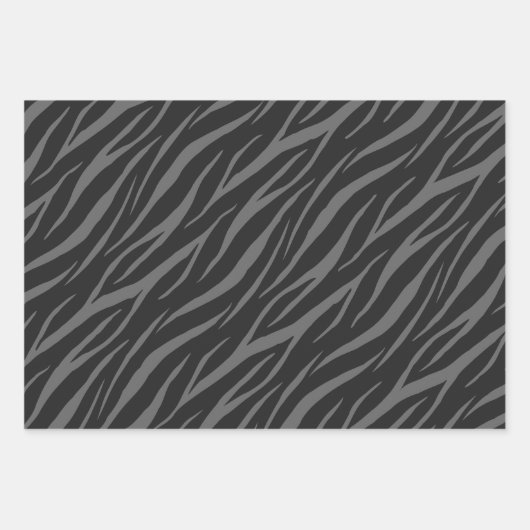 Moderne Elegant Ontwerp Zwart Grijze Zebra Inpakpapier Vel (Voorkant 3)