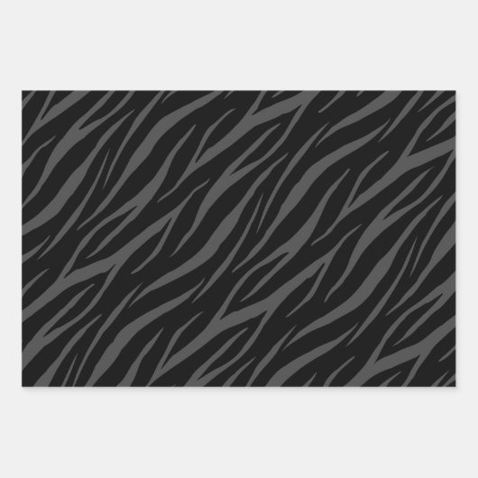 Moderne Elegant Ontwerp Zwart Grijze Zebra Inpakpapier Vel (Voorkant)