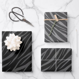 Moderne Elegant Ontwerp Zwart Grijze Zebra Inpakpapier Vel