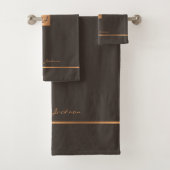 Moderne élégant or brun chic rayures monogrammées (En situation)