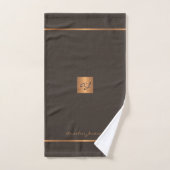 Moderne élégant or brun chic rayures monogrammées (Serviette à main)