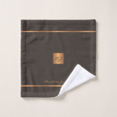 Moderne élégant or brun chic rayures monogrammées (Gant de toilette)