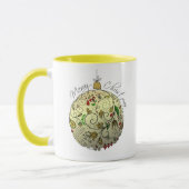 Moderne Élégant or Doodle de Noël Ornament MUG (Gauche)