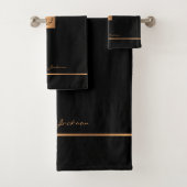 Moderne élégant or noir chic rayures monogrammées (En situation)
