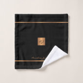 Moderne élégant or noir chic rayures monogrammées (Gant de toilette)