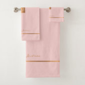 Moderne élégant or rose chic rayures monogrammées (En situation)