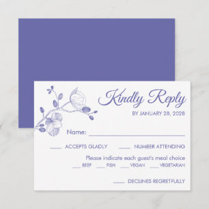 Moderne elegant orchideeën maaltijd keuze paars RSVP kaartje