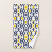 Moderne, élégant, ornement, bleu marine, jaune bla (Serviette à main)