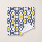 Moderne, élégant, ornement, bleu marine, jaune bla (Gant de toilette)