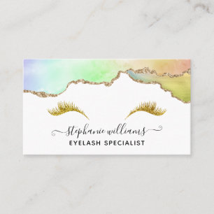 Moderne Elegant pastel Rainbow Gold Agate Lashes Visitekaartje