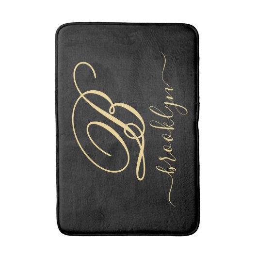 Moderne Elegant Persoonlijke Gold Name Monogramed Badmat (Voorkant Verticaal)