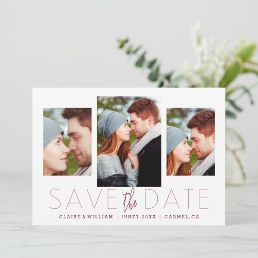 Moderne Elegant Photo Collage Save the Date Card (Staand voorkant)