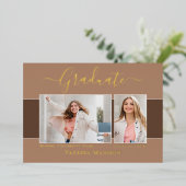 Moderne Elégant Photo Foil Faire-part de graduatio (Debout devant)