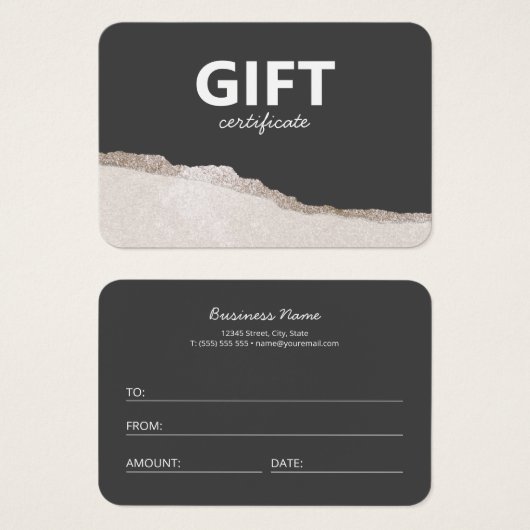 Moderne Elegant Pierre Gris Agate Certificat Cadea (Devant & derrière)