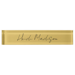 Moderne Elégant Plaque Simple Couleur Or Calligrap