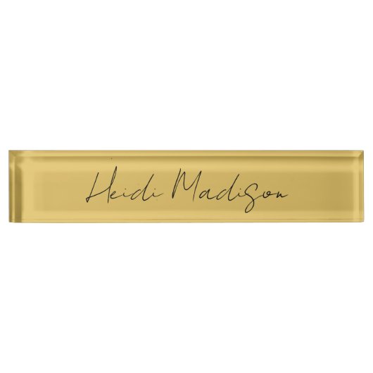 Moderne Elégant Plaque Simple Couleur Or Calligrap (Devant)