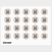 Moderne Elegant QR-code beige Ronde Sticker (Vel)