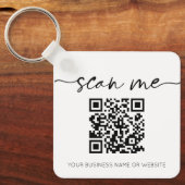 Moderne Elegant QR Code Business White Sleutelhang Sleutelhanger (Voorkant)