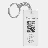 Moderne Elegant QR Code White Sleutelhanger (Voorkant Links)