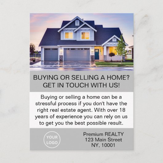 Moderne Elegant Realtor Agent Custom Briefkaart (Voorkant)