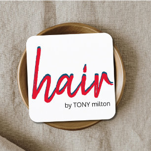 Moderne Elegant Red Blue Hair Stylist Vierkante Visitekaartje