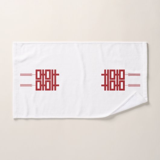 Moderne Elegant Red en White Double Happiness Bad Handdoek (Handdoek)