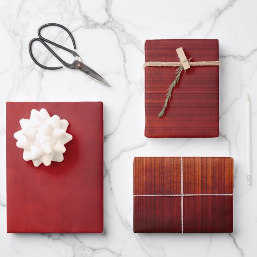 Moderne Elegant Red Rustic Abstract gestript Inpakpapier Vel (Voorkant)